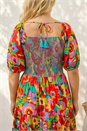 Pink Curve Floral Shirred Midi Dress, Image 4 of 4