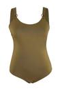 Khaki Ring Detail Scoop Neck Classic Swimsuit, Image 3 of 3