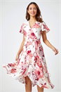 Light Pink Floral Print Wrap Stretch Dress, Image 2 of 6