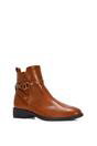 Tan XY LONDON Tan 'Mollie' Ankle Boots Buckle Strap Low Heel Chelsea, Image 2 of 6