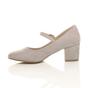 Grey AJVANI Grey Mid Block Heel Mary Jane Court Shoes, Image 3 of 6