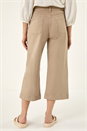 Beige Wide Leg Stretch Denim Culottes, Image 4 of 6