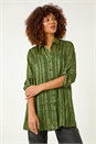 Khaki Animal Print Collared Shirt, Image 4 of 5