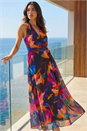 Black Floral Print Halter Neck Maxi Dress , Image 1 of 4