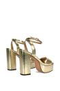 Gold XY LONDON Gold 'Jayce' Strappy Chunky Block High Heel Platform Shoes With Square Toe, Image 3 of 5