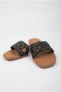 Black Maud Embellished Woven Knot Flat Sliders, Image 2 of 5