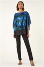 Blue Ombre Sequin Mesh Chiffon Top, Image 2 of 5
