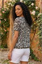 Black Animal Print Burnout Top, Image 3 of 4