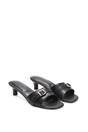 Black XY LONDON Black 'Romee' Slip On Low Kitten Heel Mule Sandals, Image 3 of 6