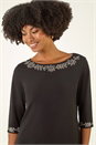 Black Embellished Stretch Tunic Top, Image 4 of 5