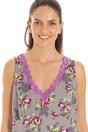 Grey Camille Lingerie Grey Floral Print Spandex Knee Length Chemise, Image 5 of 5