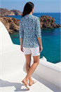 Blue Classic Ditsy Floral Button Front Blouse, Image 3 of 4