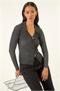 PEWTER Dusk Zip Front Collared Knit, Image 1 of 5
