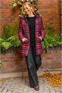 Burgundy Check Print Quilted Puffer Coat, Image 3 of 3