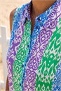 Blue Ikat Print Button Up Blouse, Image 4 of 4