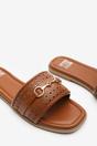 Tan 'Natalie' Sliders With Geometric Strap, Image 4 of 5