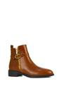 Tan XY LONDON Tan 'Lorna' Flat Low Heel Ankle Booties With Decorative Buckle and Zip, Image 2 of 6