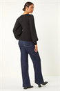 Black Chiffon Sleeve Knit Jumper, Image 3 of 5