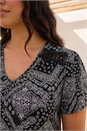 Black Curve Patchwork Print Lace Top, Image 4 of 4