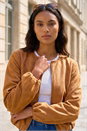 Tan Faux Suede Bubble Hem Jacket, Image 2 of 4