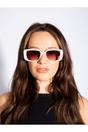Beige Oversized Rectangle Sunglasses, Image 2 of 6