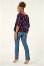 Purple Foil Print Bubble Hem Top, Image 3 of 5