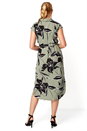 Khaki Floral Belted Shirt Midi Dress, Image 3 of 5