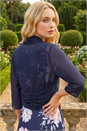 Navy  Ruched Hem Chiffon Bolero, Image 3 of 4