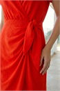 ORANGE Dusk Tie Detail Wrap Dress, Image 4 of 4