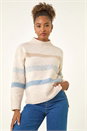 Stone Soft Stripe Knit Jumper, Image 4 of 5