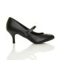 Black AJVANI Black Mid Heel Mary Jane Court Shoes, Image 2 of 6