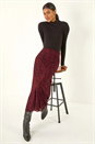 Burgundy Floral Textured A-Line Skirt, Image 2 of 5