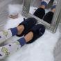 Navy Blue AJVANI Navy Blue Fluffy Mule Slippers, Image 5 of 6
