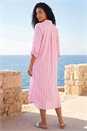 Pink Textured Stripe Shirt Dress, Image 2 of 4