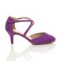 Purple AJVANI Purple Mid Heel Crossed Straps Court Shoes, Image 2 of 6