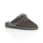 Grey AJVANI Grey Faux Fur Lined Slip On Memory Foam Mules Slippers, Image 1 of 5
