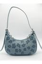 Blue Floral Print Miniture Shoulder Bag With Chain, Image 2 of 5