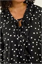 Black Curve Polka Dot Ruffle Top, Image 5 of 5