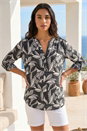 Black Leaf Puff Print Textured Shirt, Image 1 of 4