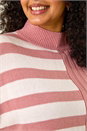 PINK Curve Contrast Stripe High Neck Jumper, Image 5 of 5