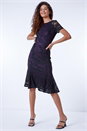Purple Flute Hem Lace Midi Dress, Image 1 of 5