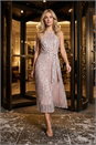 Silver Sequin Pleated Midi Dress, Image 1 of 8