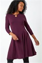 Purple Petite Panelled Skater Stretch Dress, Image 1 of 5