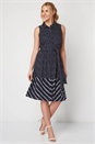 Navy  Contrast Print Shirt Dress, Image 2 of 5