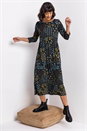 Blue Patchwork Floral Print Midi Dress, Image 1 of 5