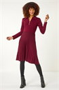 Wine Zip Detail Knitted Dress, Image 1 of 5