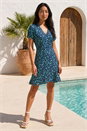 Navy  Petite Polka Dot Frill Hem Dress, Image 3 of 4