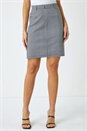 Black Gingham Straight Elastic Waist Stretch Skirt, Image 1 of 4