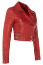 Red Infinity Leather Red Brando Cropped Leather Jacket-Longtown, Image 2 of 6