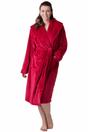 Burgundy Camille Lingerie Burgundy Supersoft Fleece Ribbed Collar Robe, Image 1 of 7